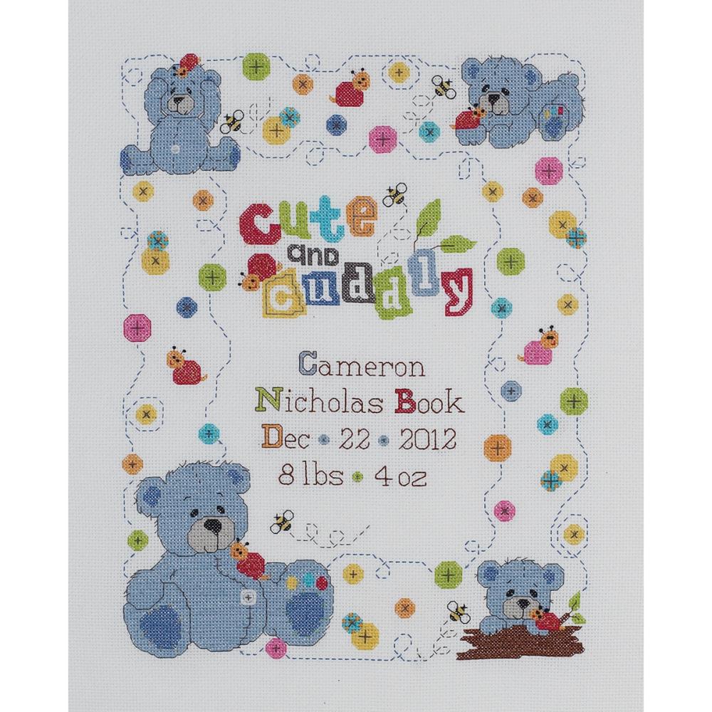 Cute & Cuddly Bear Birth Record Counted Cross Stitch Kit Stitch ‘N Frame