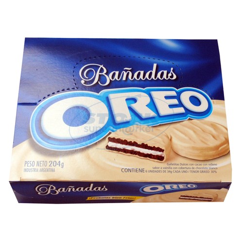 GALLETITAS "OREO" BAÑADAS CHOC BCO CAJA 204GR . Supermercados Stock