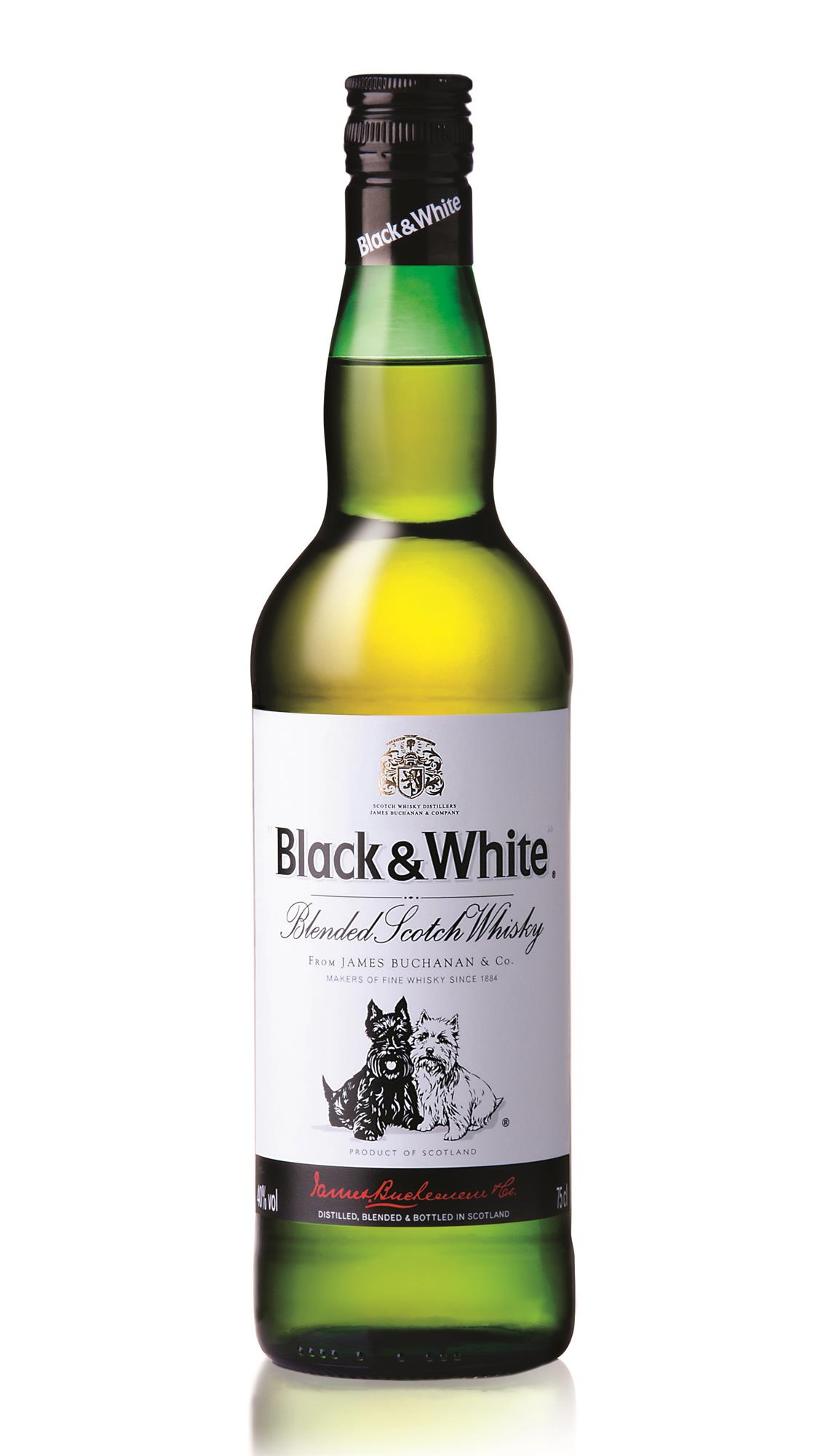 WHISKY "BLACK & WHITE" S/EST 1LT . Supermercados Stock