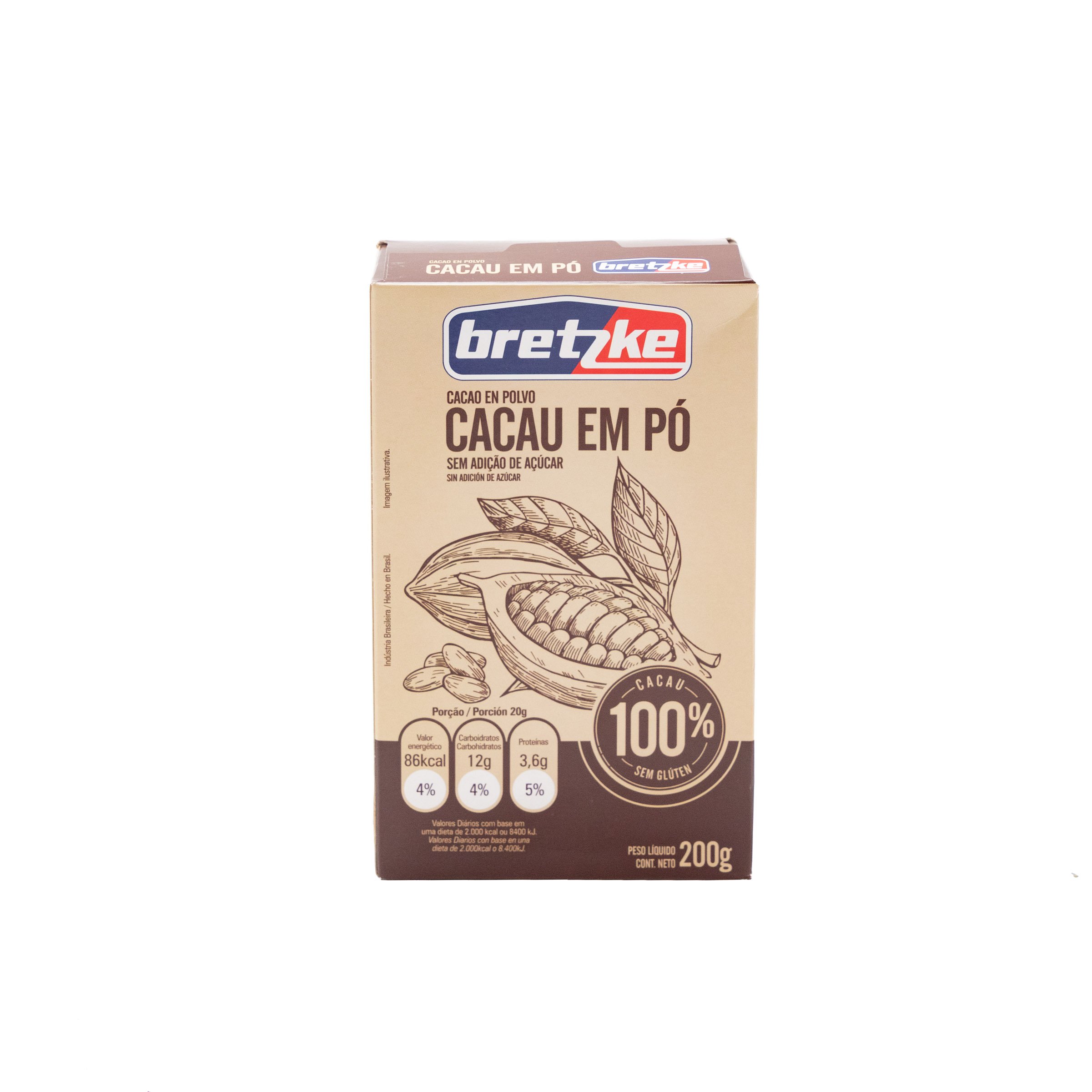 BRETZKE CACAO EN POLVO SIN AZUCAR 200 GR . Supermercados Stock