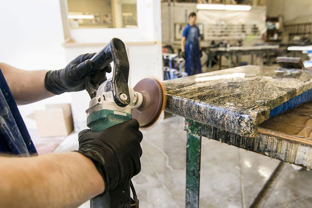 Stone Countertop Hand Detail Polishing Stokes Granite & Stone