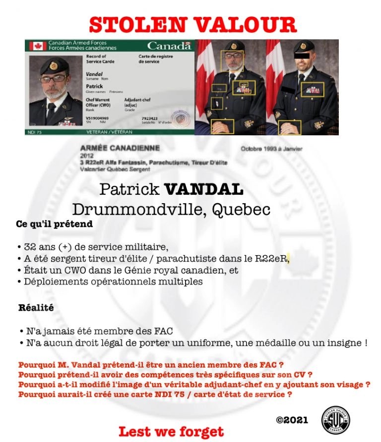 Criminal Conviction Stolen Valour Canada