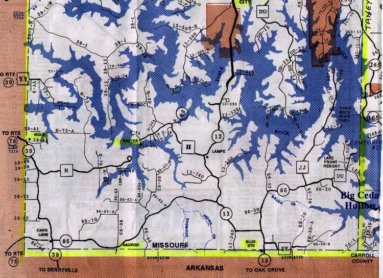 Southern Stone County Missouri Map