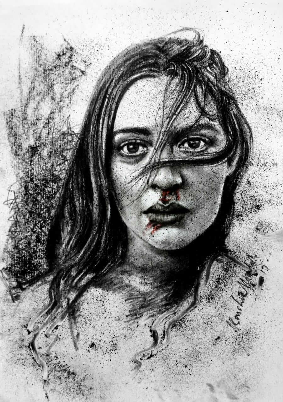 Handmade Charcoal Sketch - Stoned Santa Handmade Charcoal Sketch - Stoned Santa