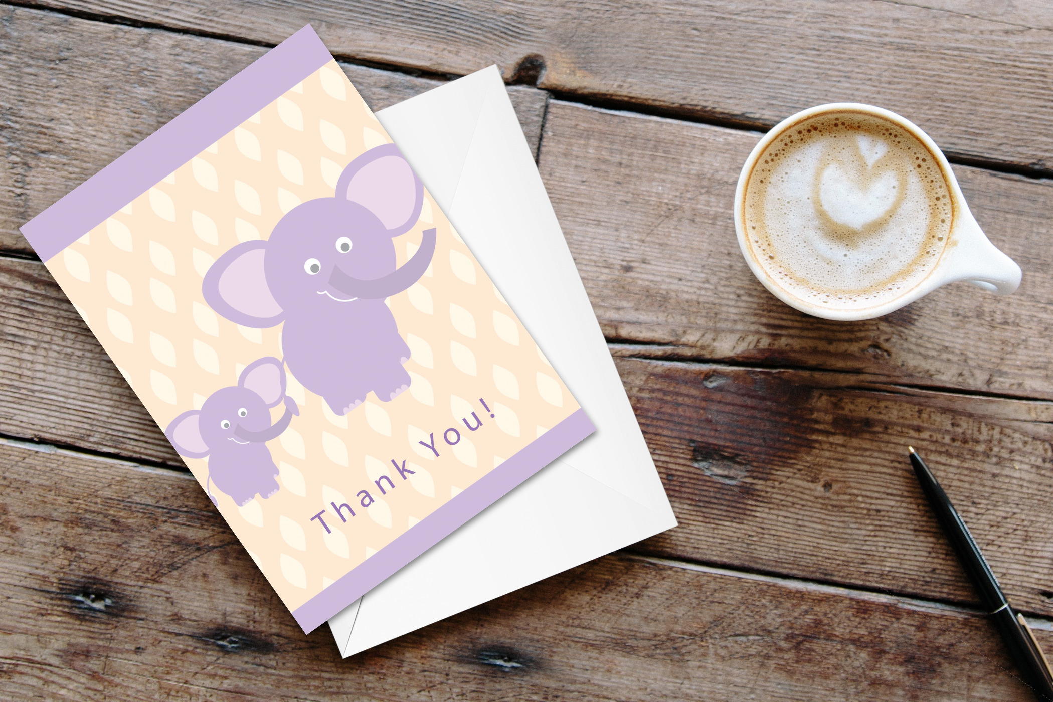 Stonehouse Collection Cute Elephants Baby Thank You Note Card