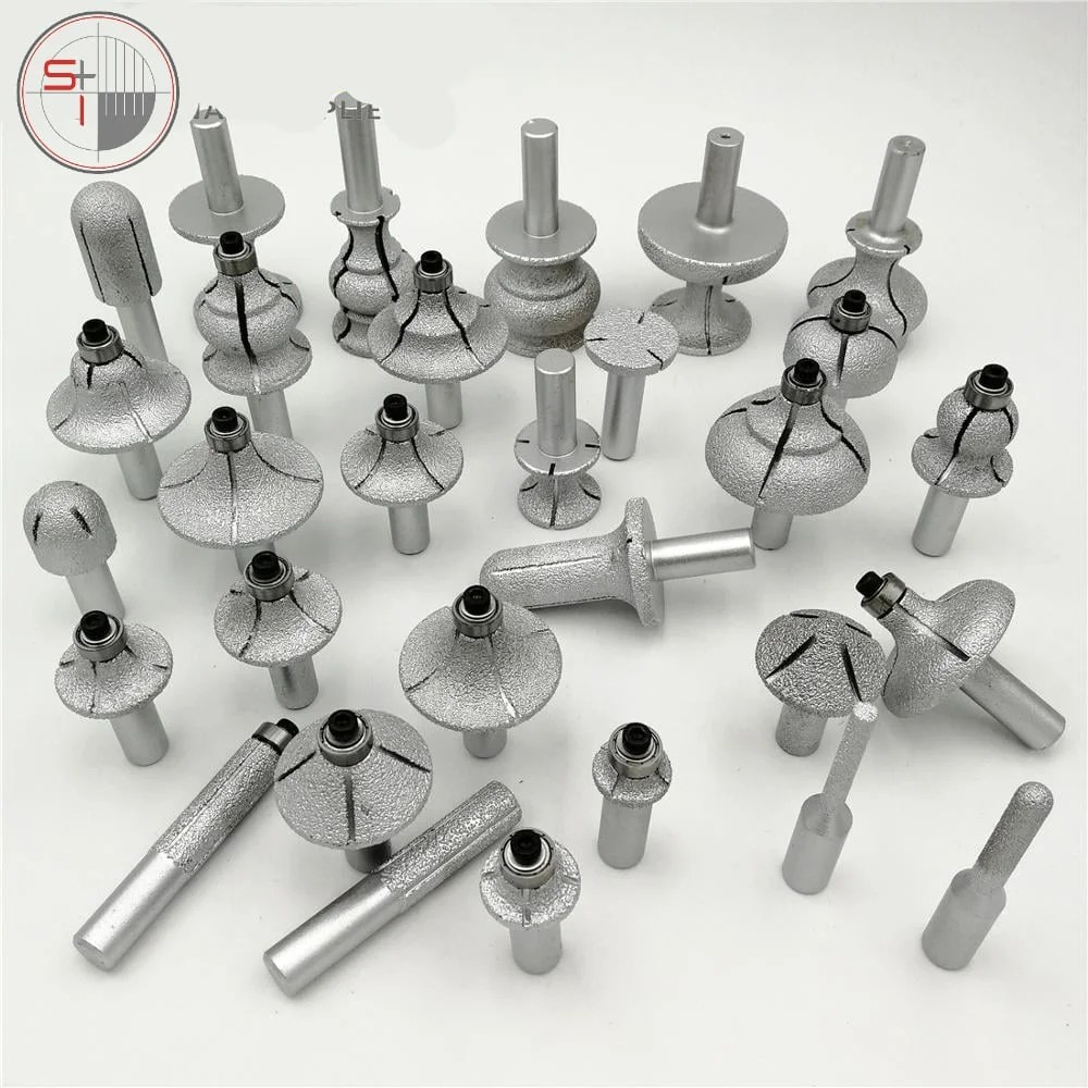 Vacuum Brazed Diamond Router Bits With 1/2" Shank Stone Tech Inc