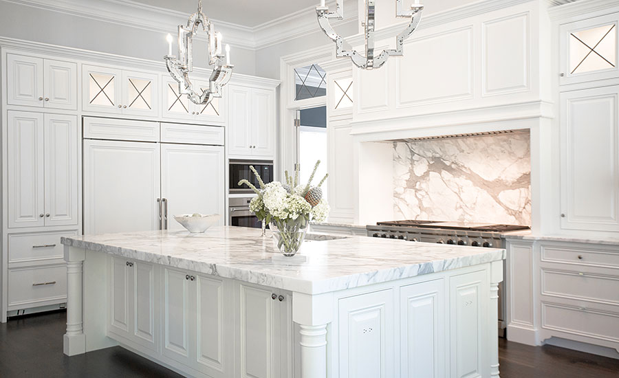 A large selection of Calacatta Extra white marble required expertise