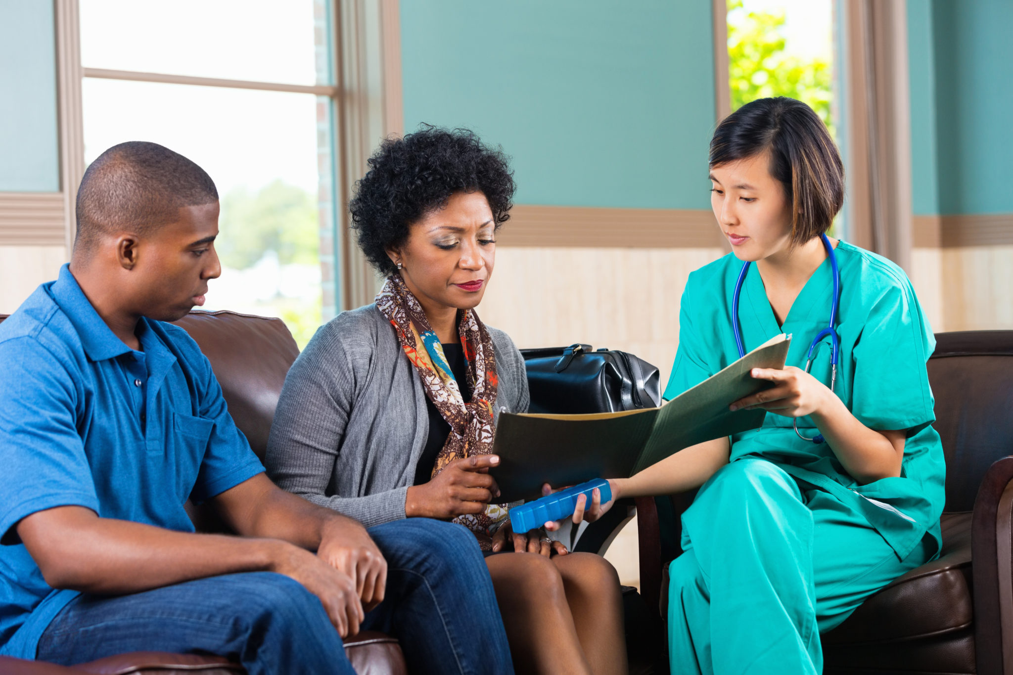 Home healthcare nurse talking to patient Foundation for Sarcoidosis