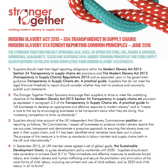 Modern Slavery Act 2015 s54 Transparency in Supply Chains Modern