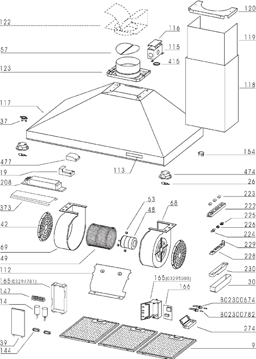 Broan 614804 Chimney Range Hood Parts