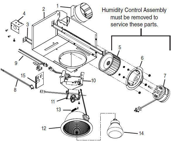 Broan 744SFL Exhaust Fan/Humidity Sensing Parts