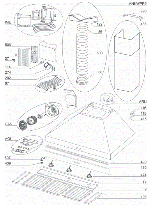 BEST WPP9IQ42SB Kitchen Range Hood Parts