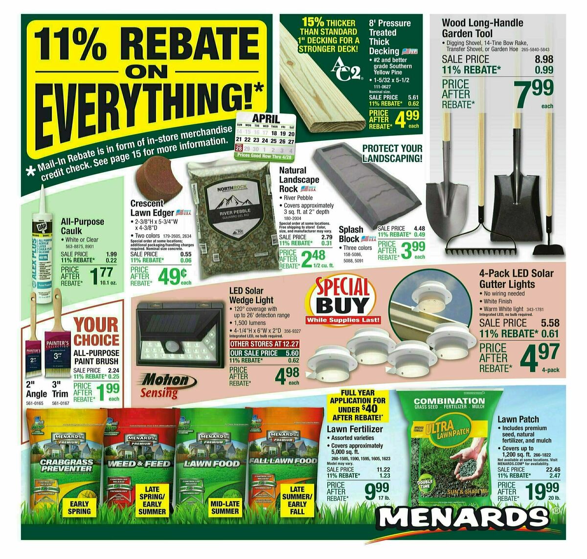 Menards 11 Rebate Sale Weekly Ads & Special Buys from April 17(04)