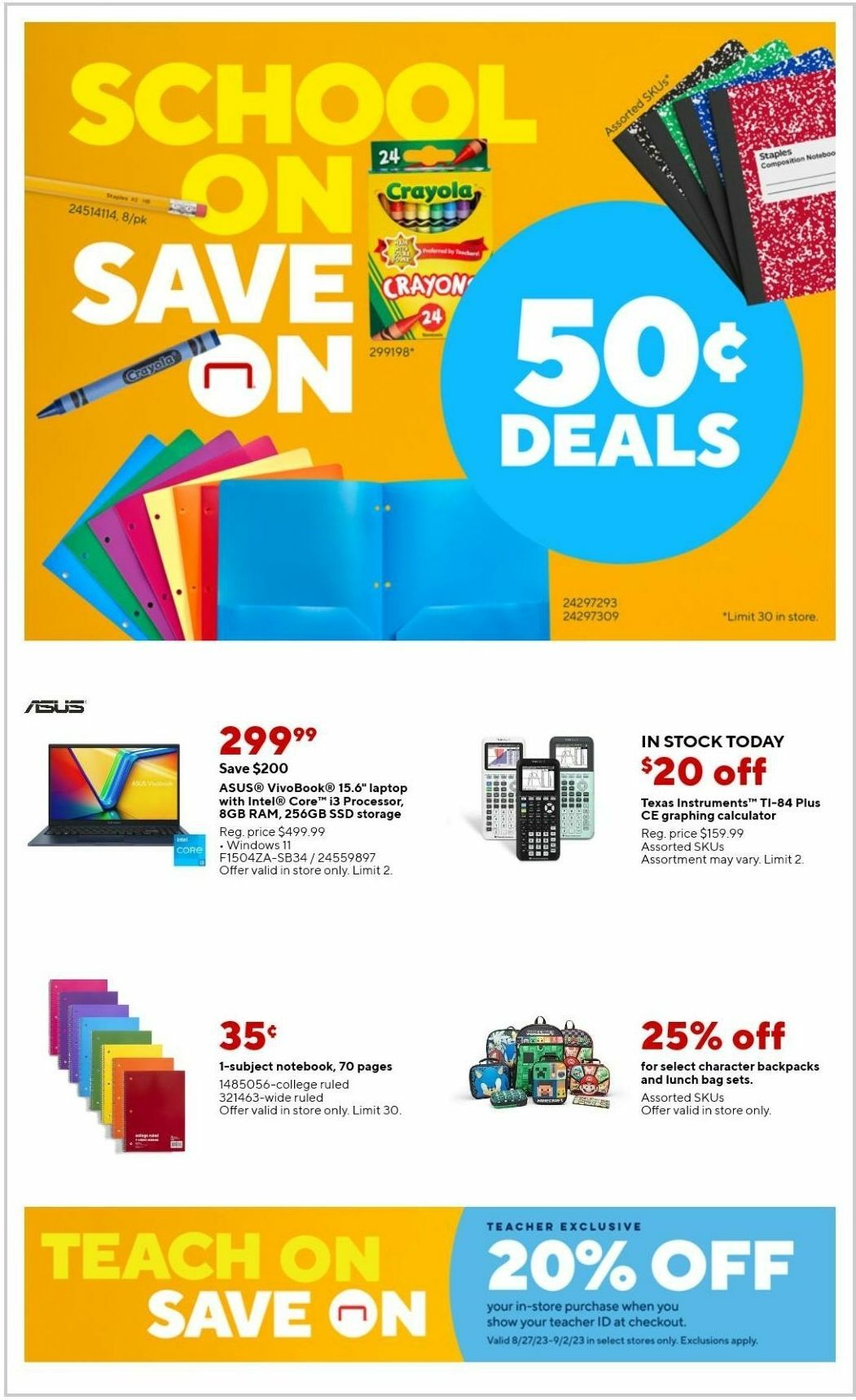 Staples Staples weekly ad from August 27