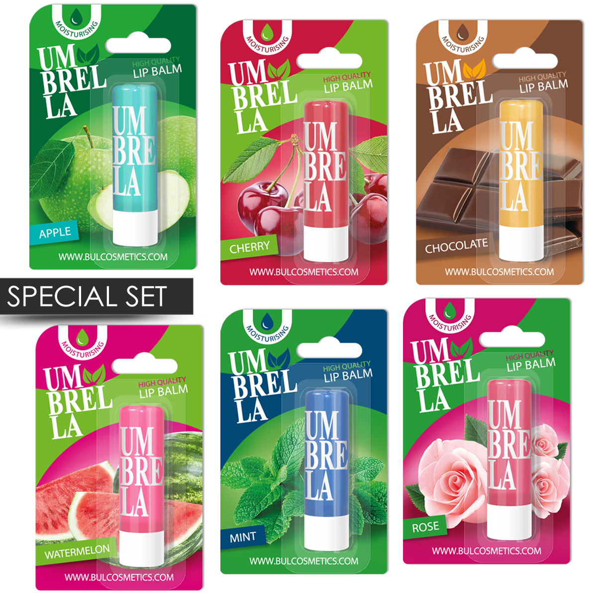 12 x LIP BALM SET LUXURY 8 DIFFERENT SCENTS PROTECT & REPAIR LIP CARE