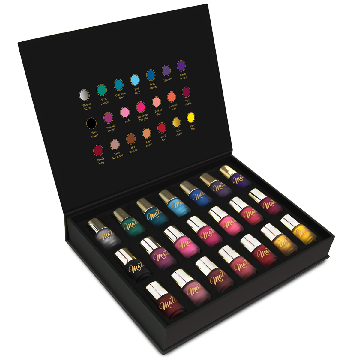 Matte Nail Polish Set 21 Nail Polish 21 Different Shades Luxury Black