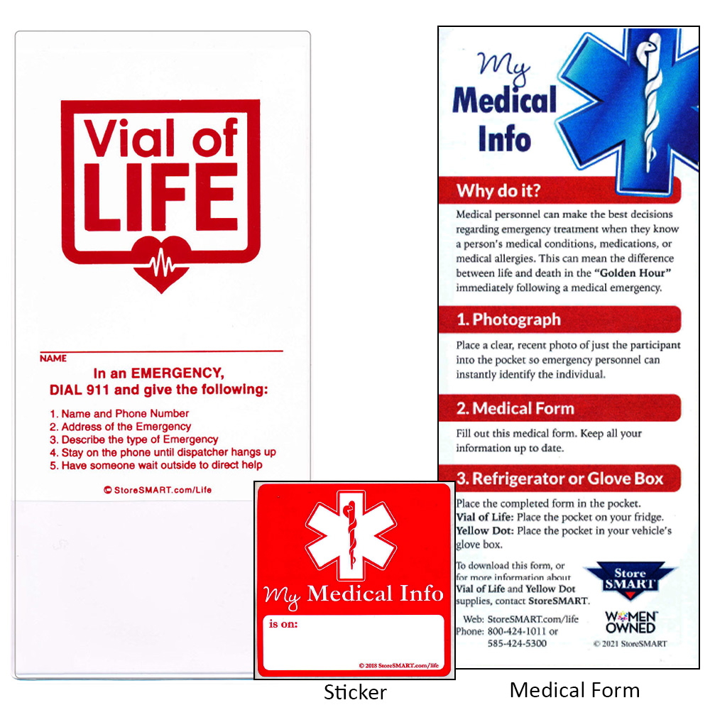 Vial Of Life Health Alert 4" x 9" Medical Info Vinyl