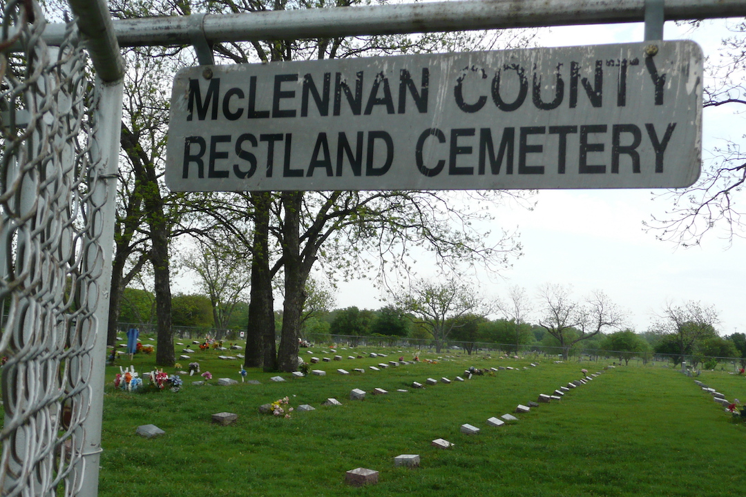 The Branch Davidian grave sites in Waco, Texas at Restland Cemetery