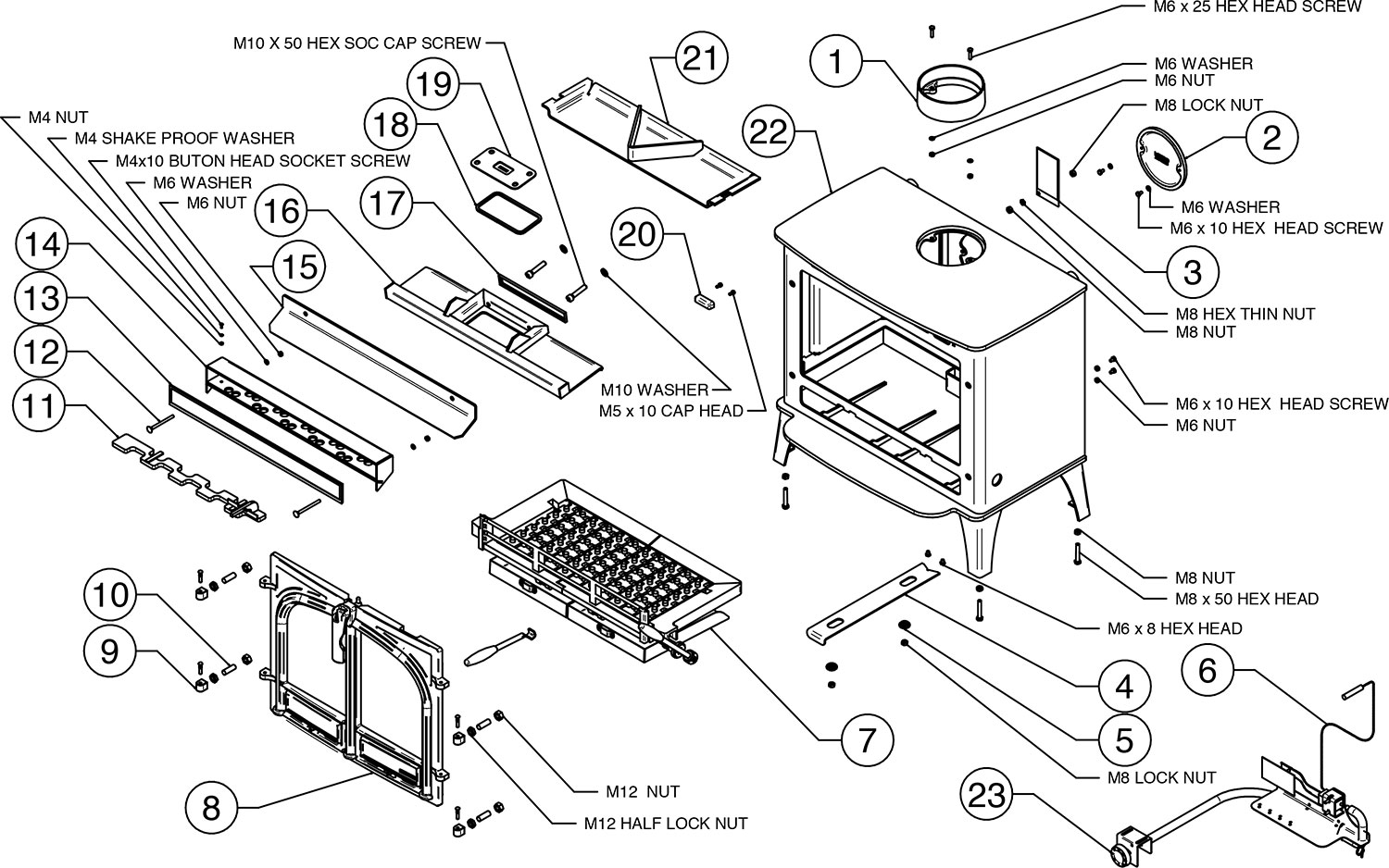 Mk2 Stockton 11 Boiler Multi Fuel Double Door Stove Stovax Spare Parts