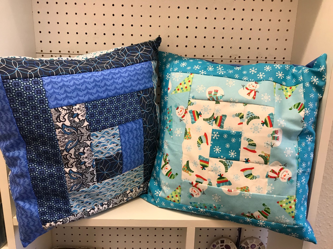 Log Cabin Patchwork Cushion StraightCurves, Chesterfield, Derbyshire