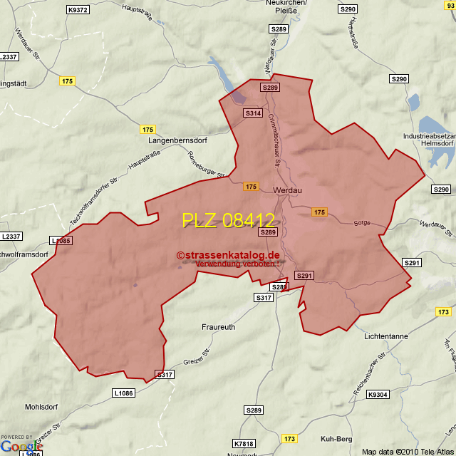 Postleitzahlgebiet 08412 PLZ