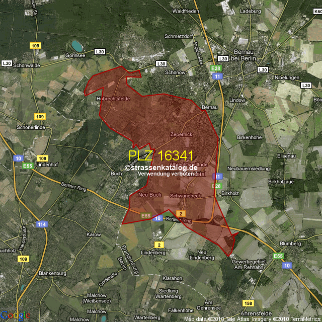 Postleitzahlgebiet 16341 PLZ