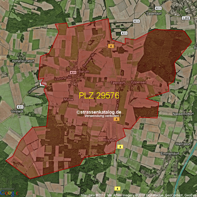 Postleitzahlgebiet 29576 PLZ