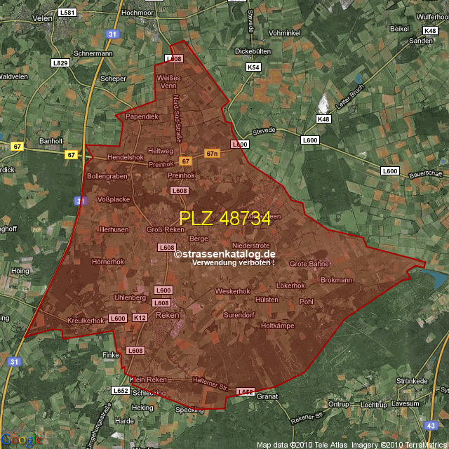 Postleitzahlgebiet 48734 PLZ