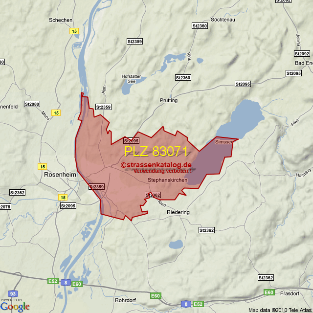83071 Stephanskirchen Karte Postleitzahlgebiet 83071 PLZ
