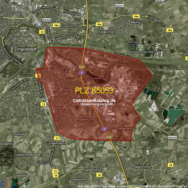 Postleitzahlgebiet 85053 PLZ