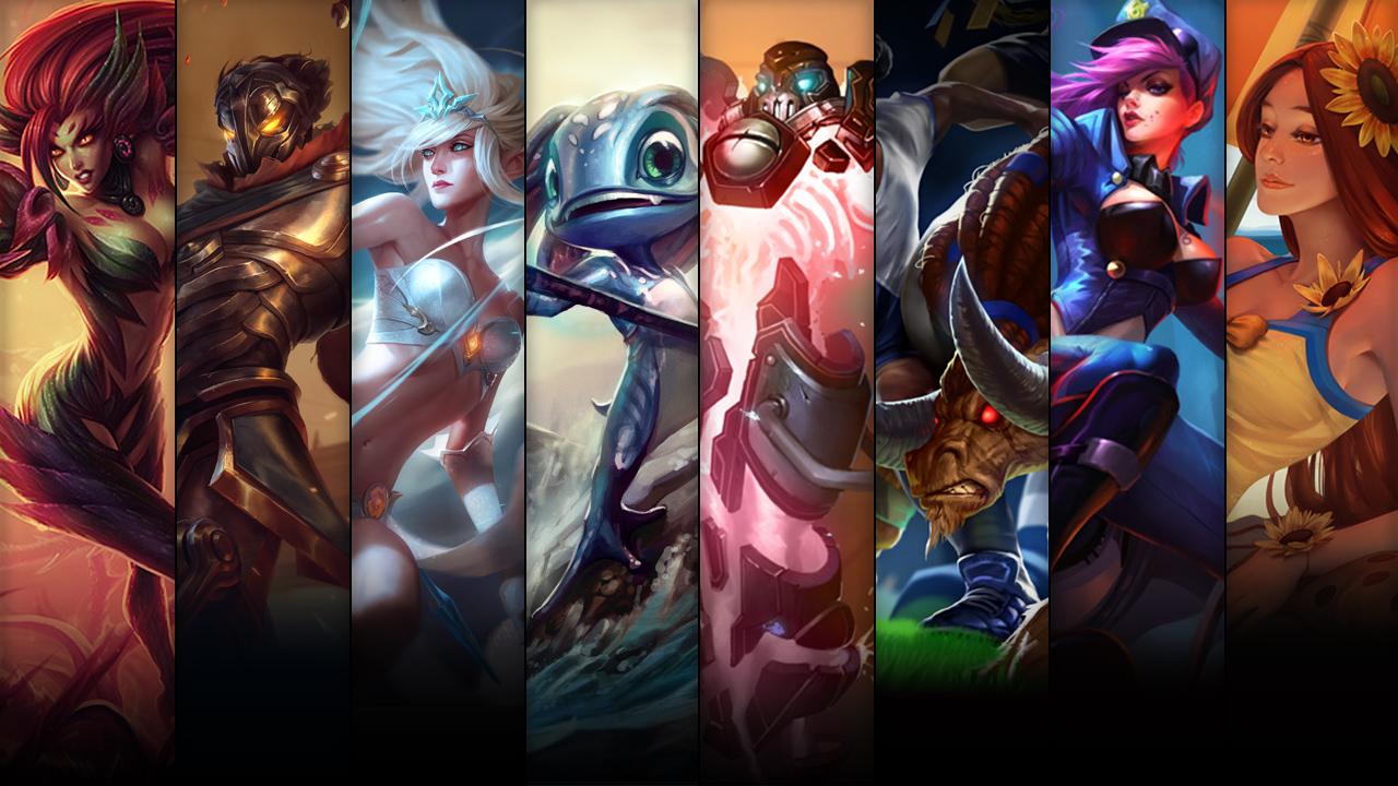 Pool Party Leona, Officer Vi, Sweeper Alistar and Battlecast Xerath