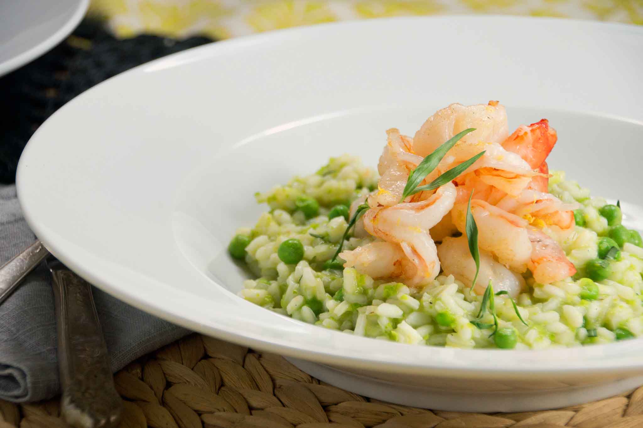 Spring Pea & Tarragon Risotto with Shrimp strawberryplum