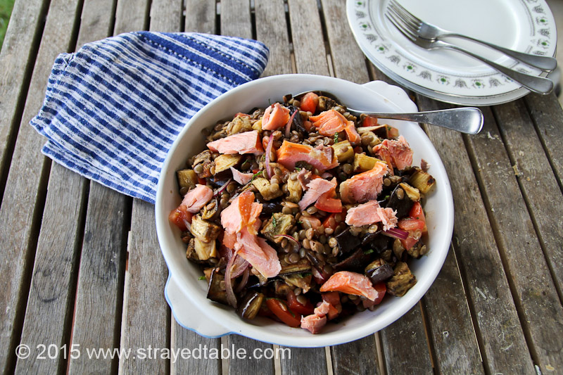 Smoked Salmon & Eggplant Lentil Salad Strayed from the Table