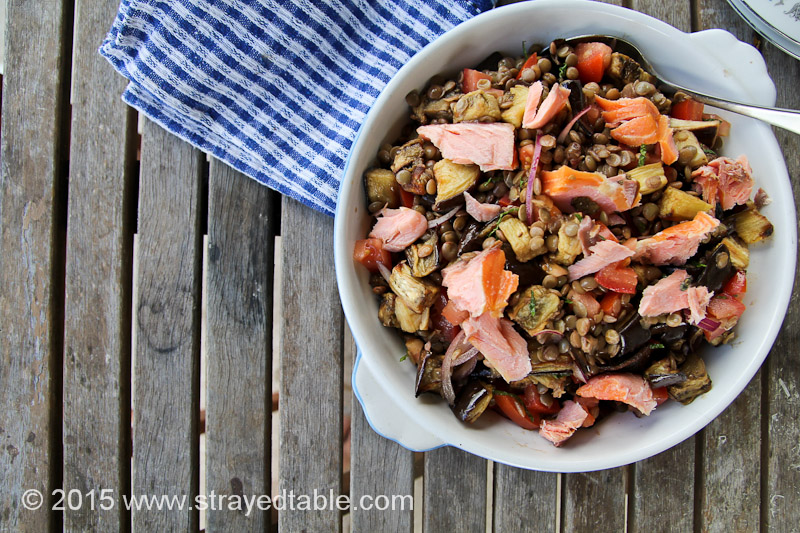 Smoked Salmon & Eggplant Lentil Salad Strayed from the Table