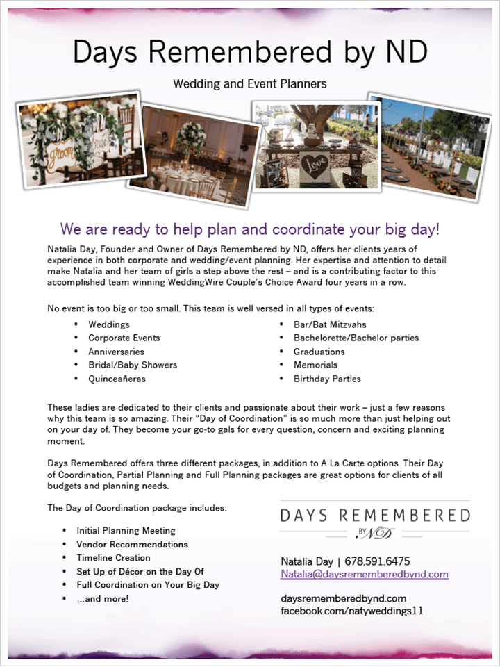 Days Remembered by ND Wedding & Event Planner merges with Street Laced