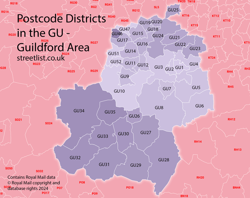GU Postcode Area Learn about the Guildford GU Postal Area