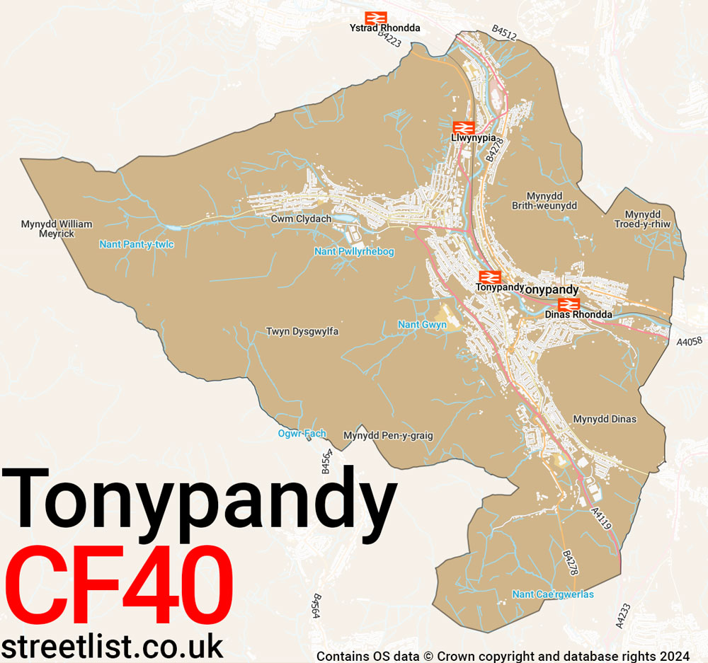 CF40 is the Postcode for Tonypandy