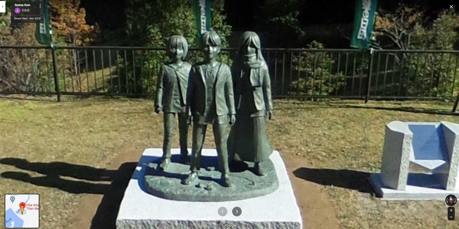 Attack on Titan manga statues in Japan StreetViewFun