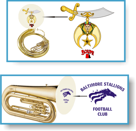 FULL COLOR Marching Band Stretchable Bell Covers for Sousaphone, Tuba, Baritone and Contra