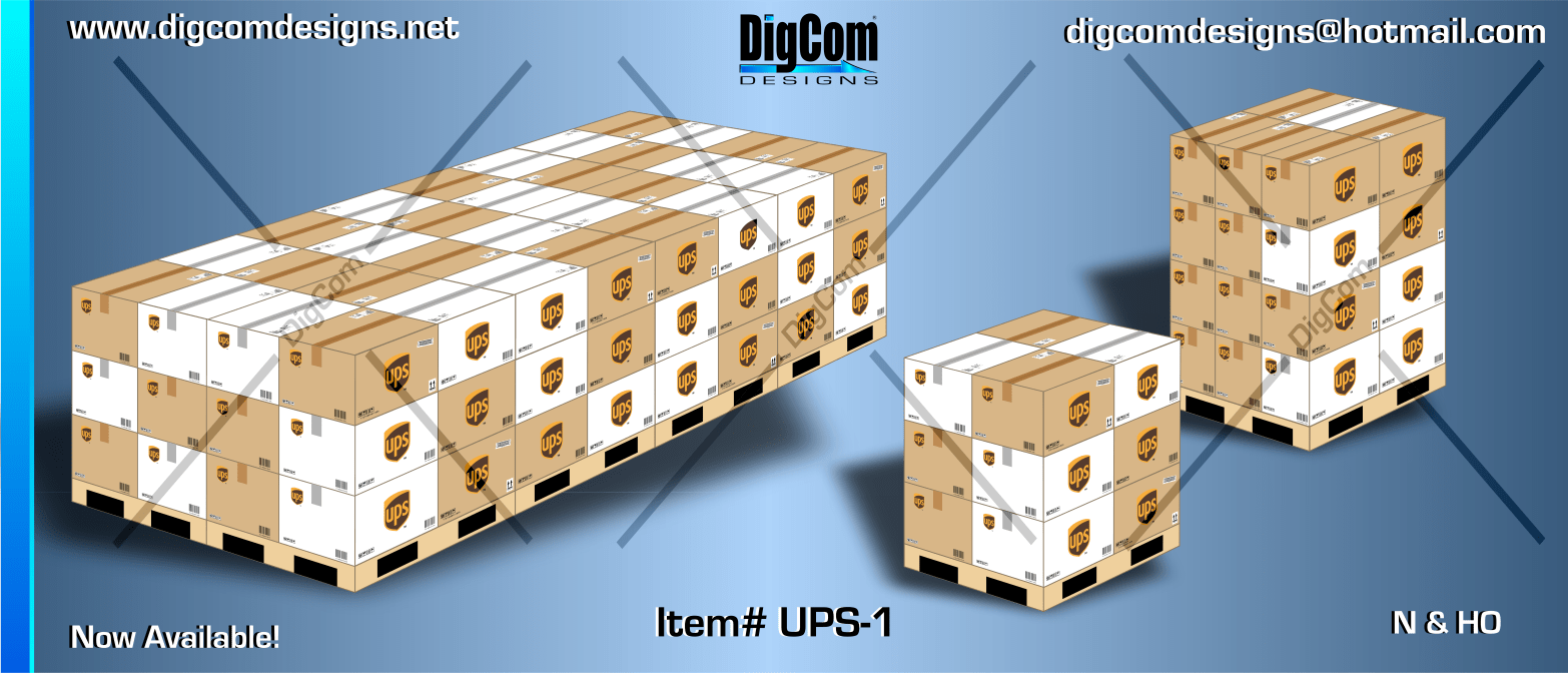 Designs UPS boxes on Pallets, 4 styles
