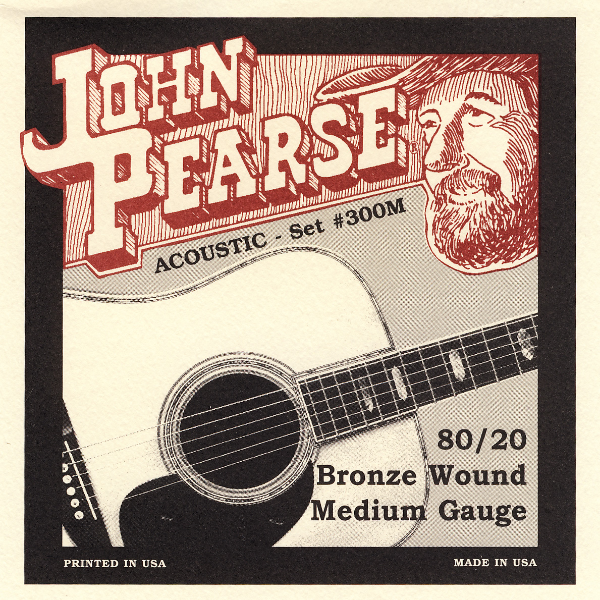 John Pearse 300M 80/20 Bronze Acoustic Guitar Strings Med 1356