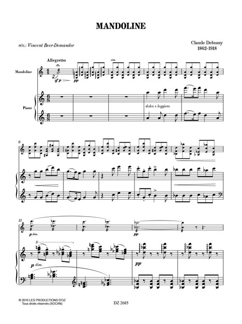 Debussy Mandoline for mandolin and piano