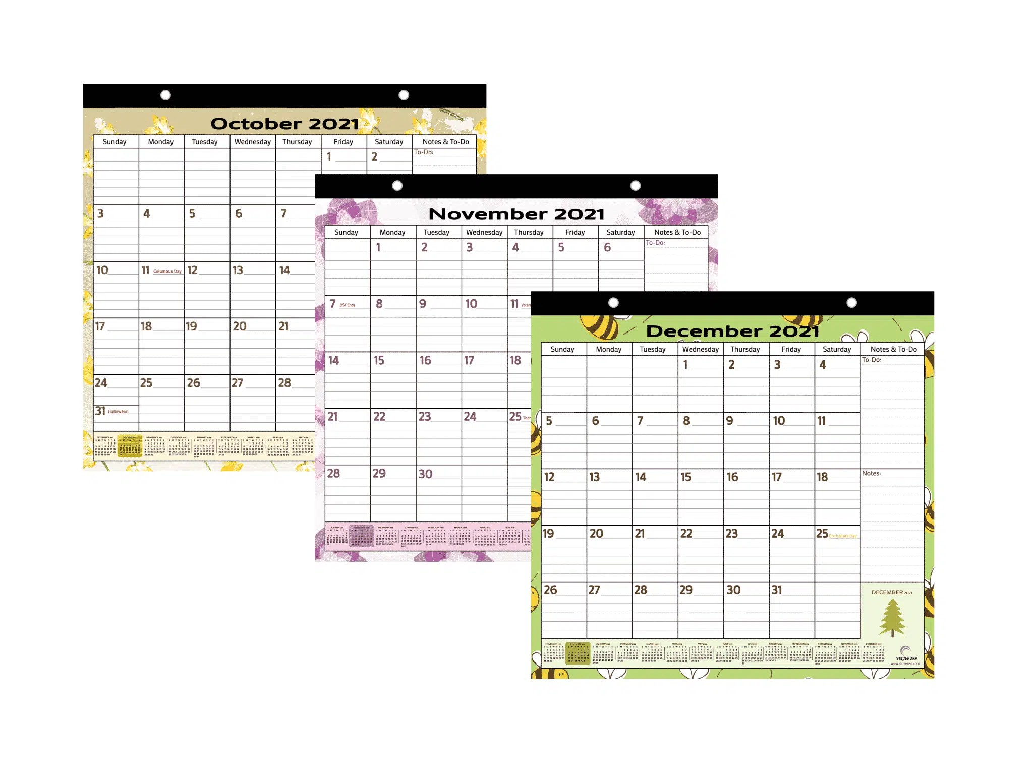 Paper Calendar For Fridge 2022, NatureThemed StriveZen