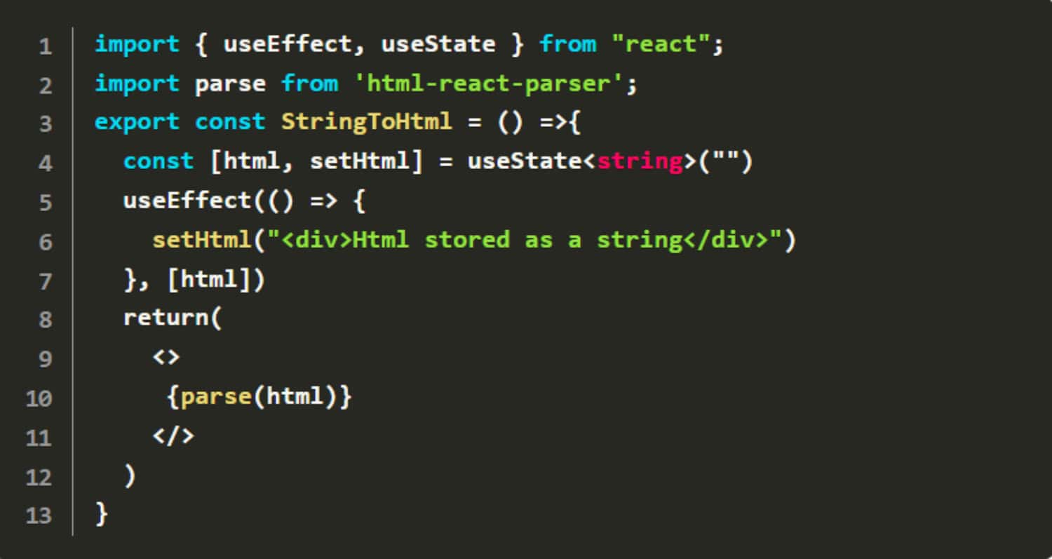Convert String to HTML in React Rendering Text as HTML Content