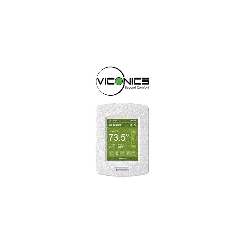 Viconics - VT8650U5000B, BACnet RTU Thermostat w/RH White, Stromquist