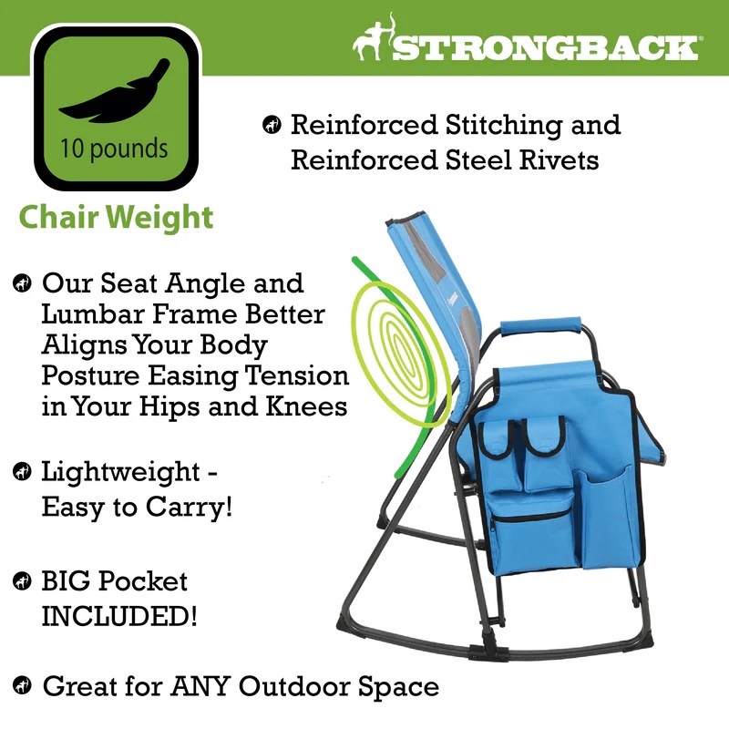 STRONGBACK Rocking Director Chair with Large Cup Holder Pocket