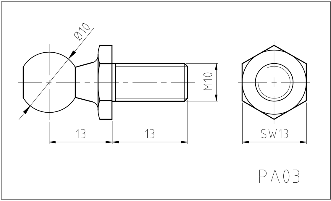 Ball Stud 10mm Ball M10 Thread StrutsDepot