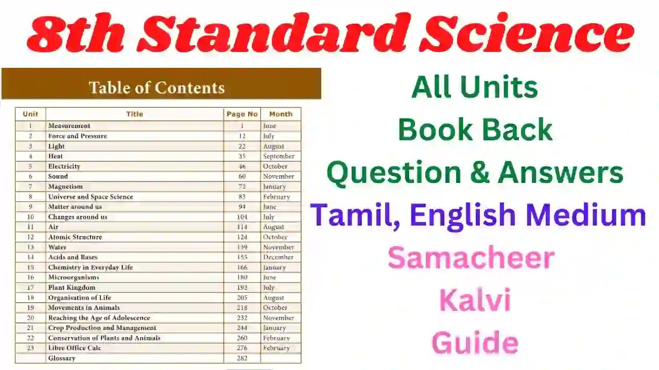 8th Science Book Back Answers STUDENTS GUIDE 360