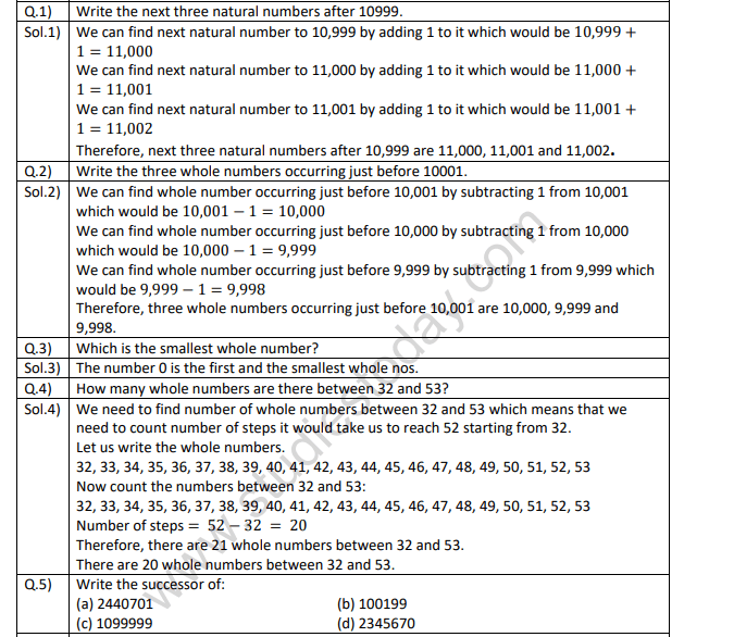 NCERT Solution Class 6 Maths Whole Numbers