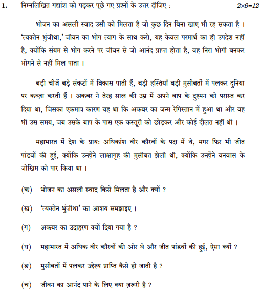 CBSE Class 10 Hindi B Question Paper 2017 Set3NSQF